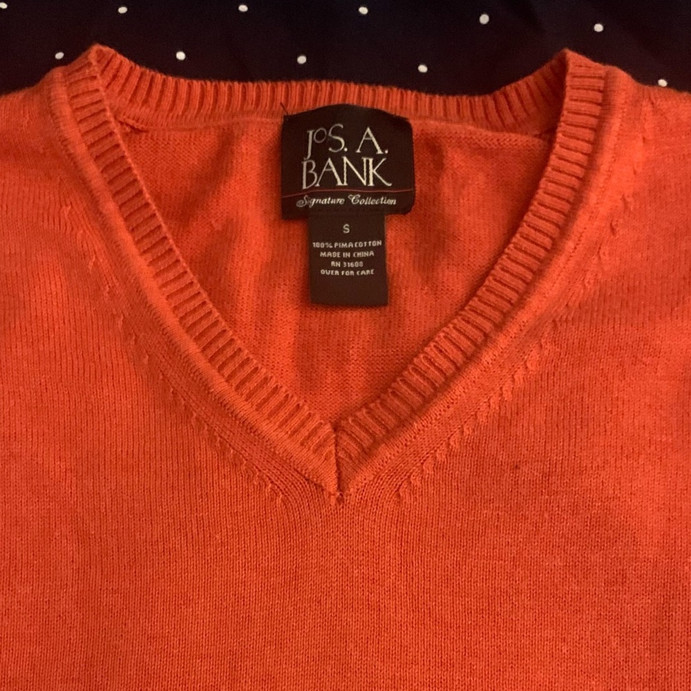 JOS A BANK Pima Cotton Burnt Orange V Neck Sweater